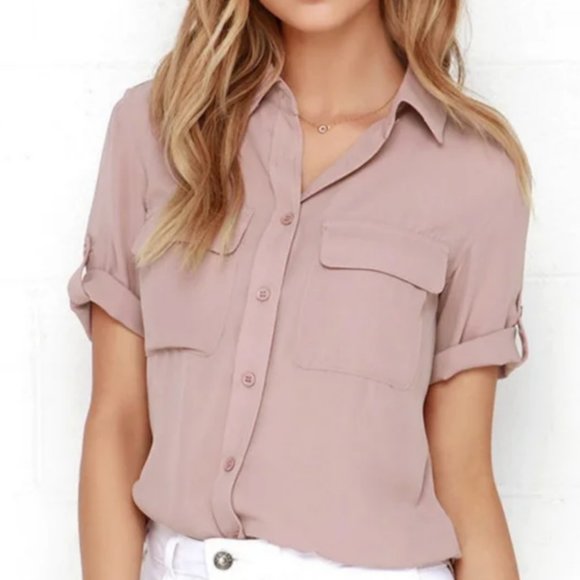 Lulu's Mauve Button Down - Picture 1 of 7